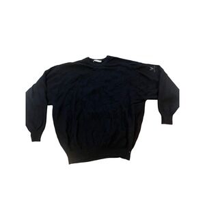 Lyle & Scott Mens Black 100% Pure New Wool Crewneck Sweater XXL Made in Scotland